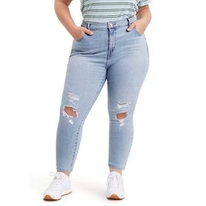 Levi's Light Blue High-Rise Distressed Ankle Jeans